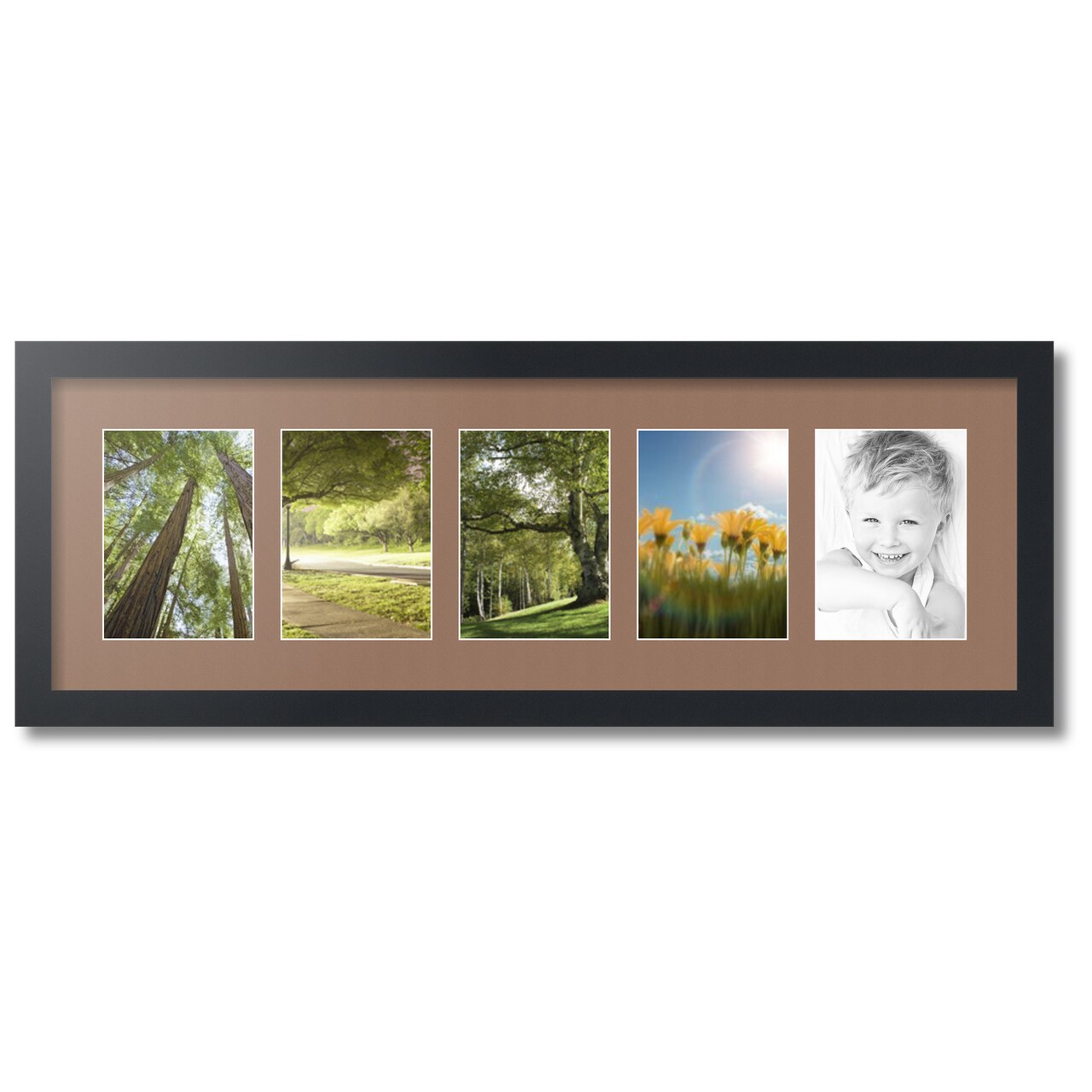 ArtToFrames Collage Photo Picture Frame with 5 - 5x7 inch Openings, Framed in Black with Over 62 Mat Color Options and Plexi Glass (CSM-3926-152)